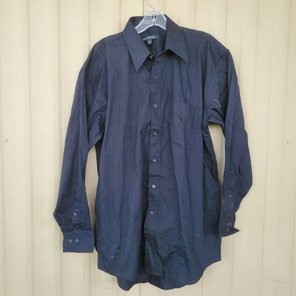 HILL & ARCHER Black Long Sleeve Button Down Shirt Size 16.5 32/33